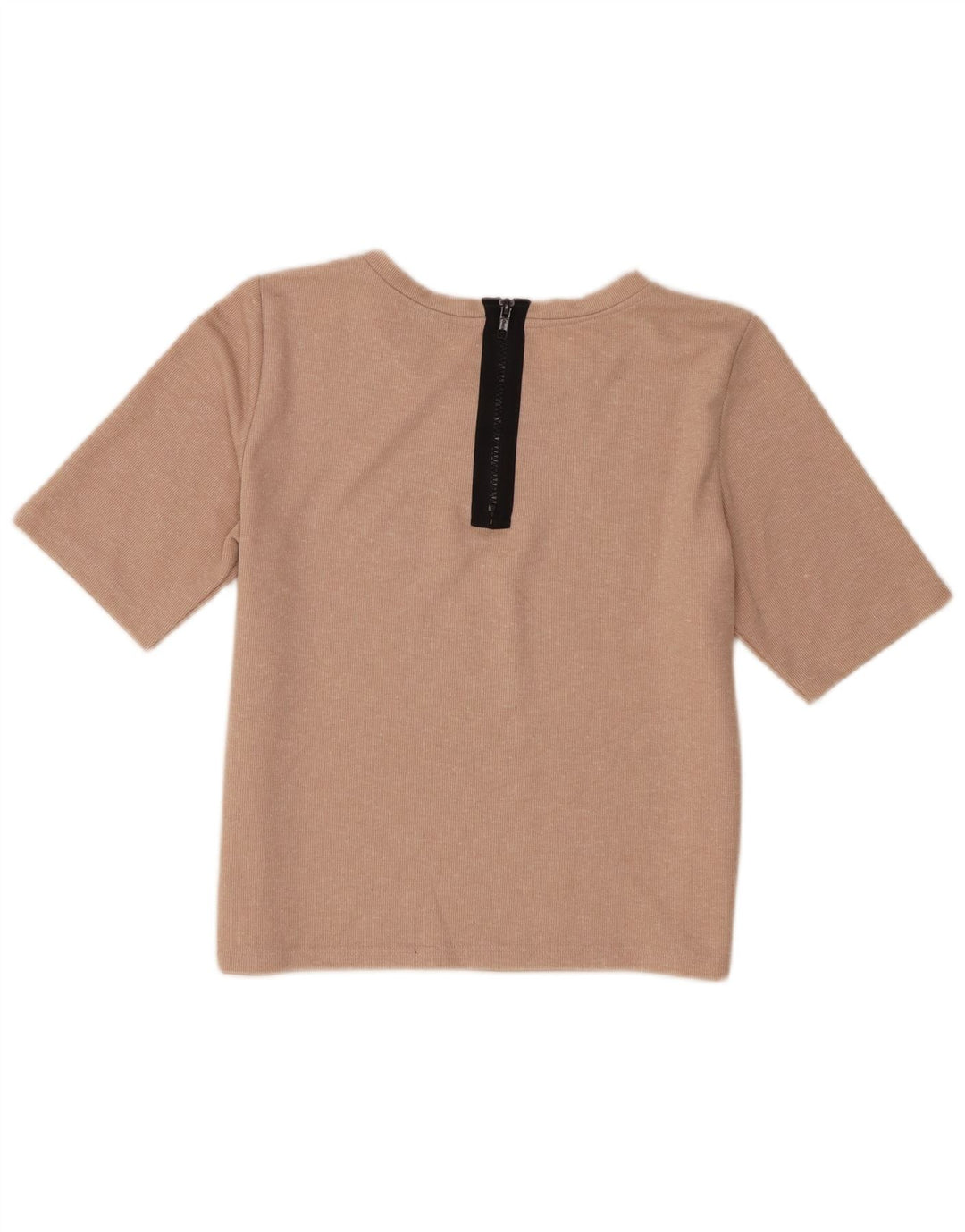 Topshop Womens Crop T-Shirt Top UK 10 Small Beige Polyester