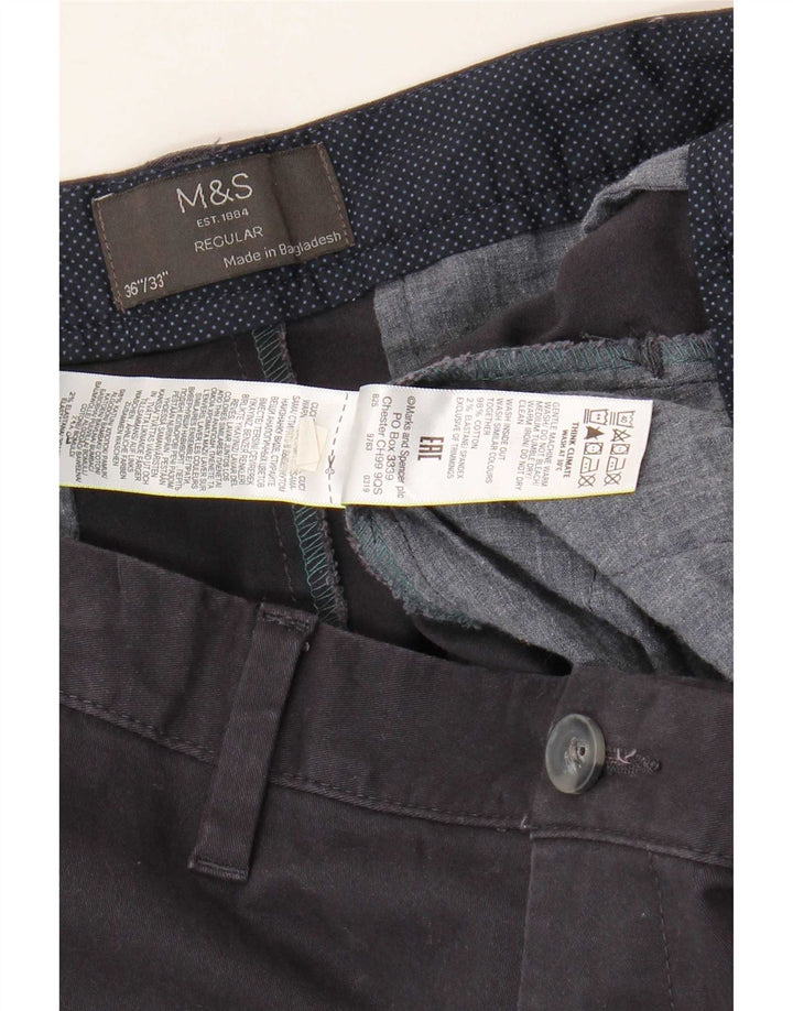 Marks & Spencer Herre Slim Chino Bukser W36 L33 Marineblå Bomuld