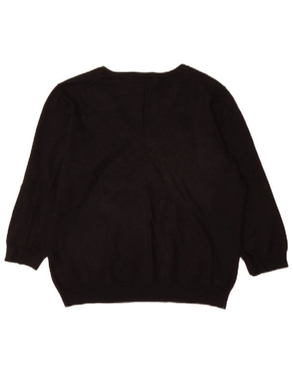 Marks & Spencer Dame 3/4-ærmet V-hals sweater UK 18 XL Sort