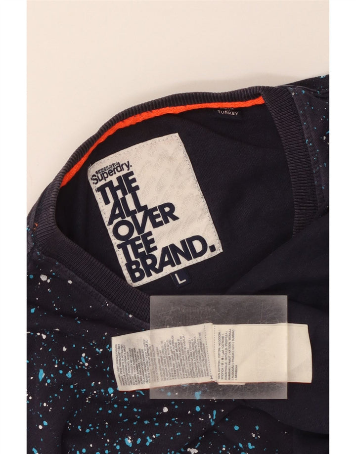 Superdry T-shirt top til mænd Stor marineblå plettet bomuld