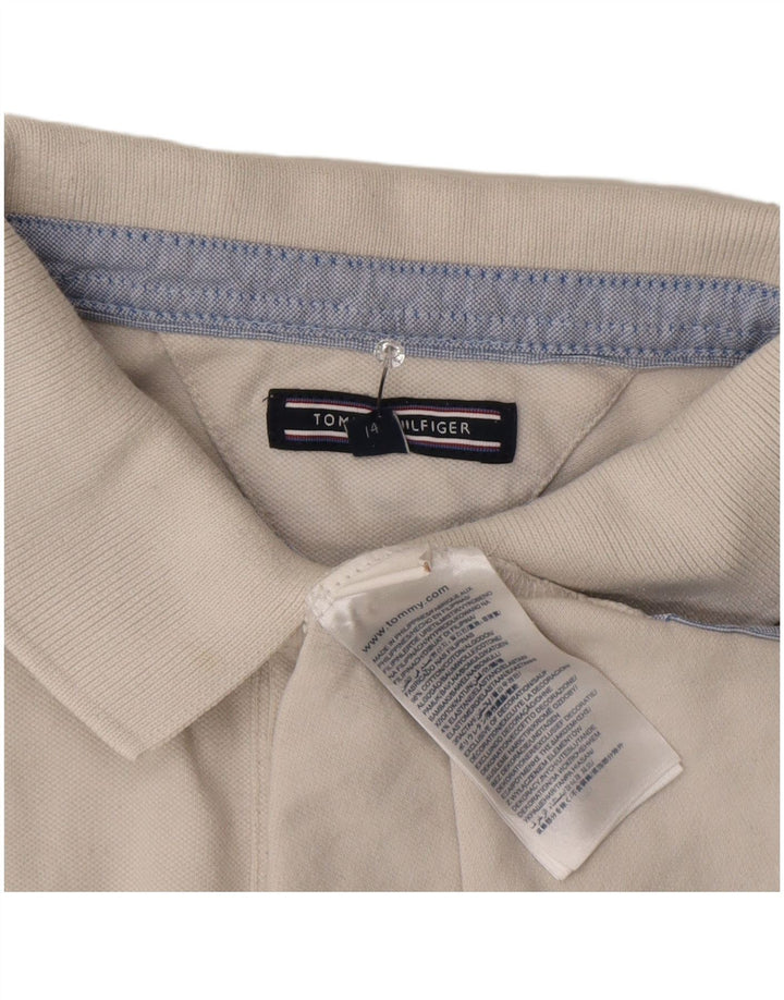 Tommy Hilfiger Boys Polo Shirt 13-14 År Hvid Bomuld