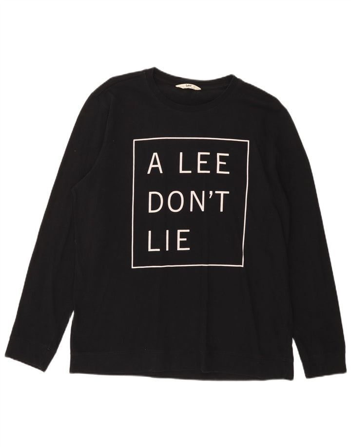 LEE Herre grafisk top Langærmet XL sort bomuld