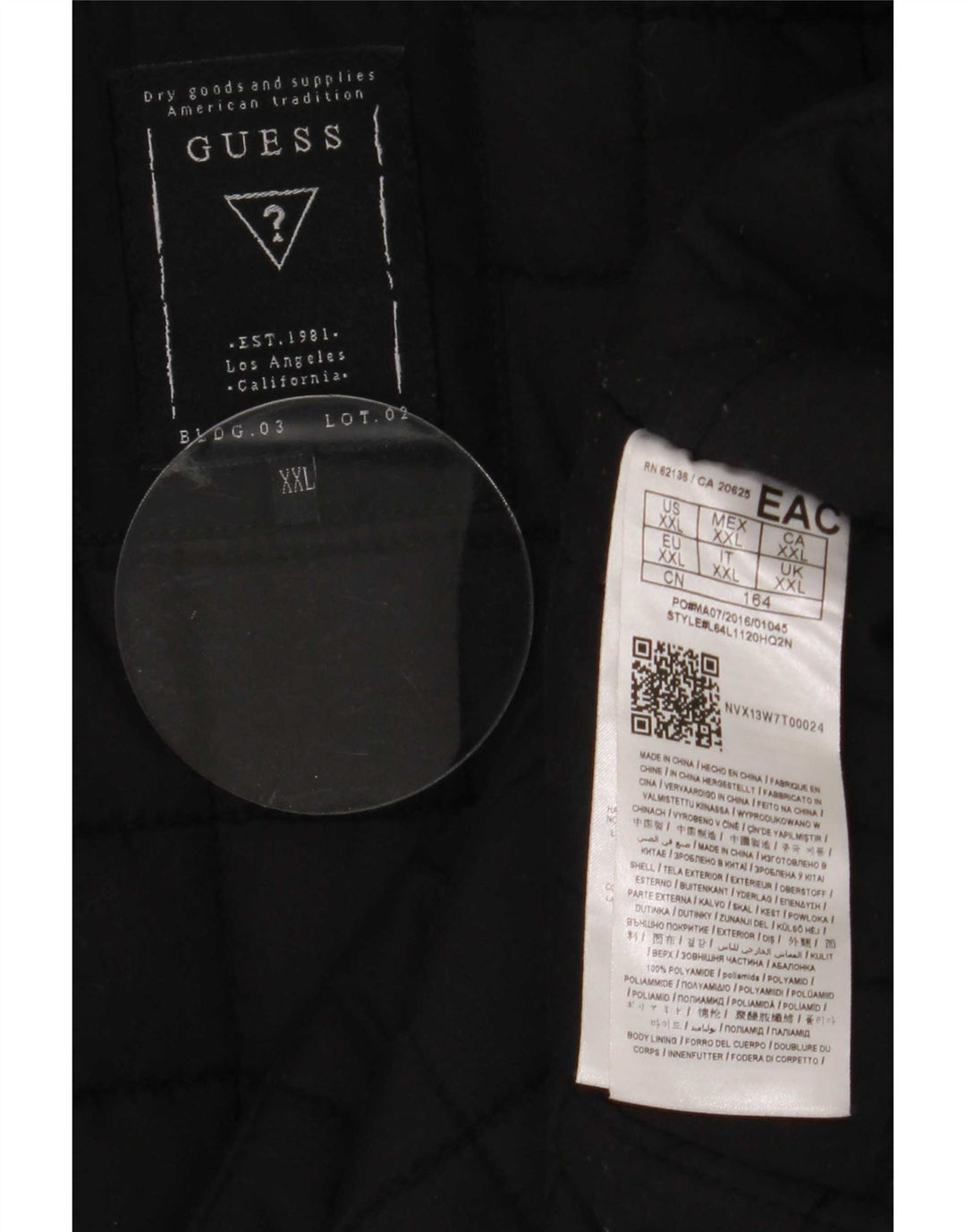 Guess Boys Hooded Parka Jacket 13-14 Years 2XL Sort Polyamid