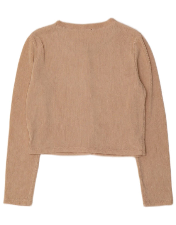 ZARA Womens Crop Cardigan Sweater UK 14 Large Beige Viscose