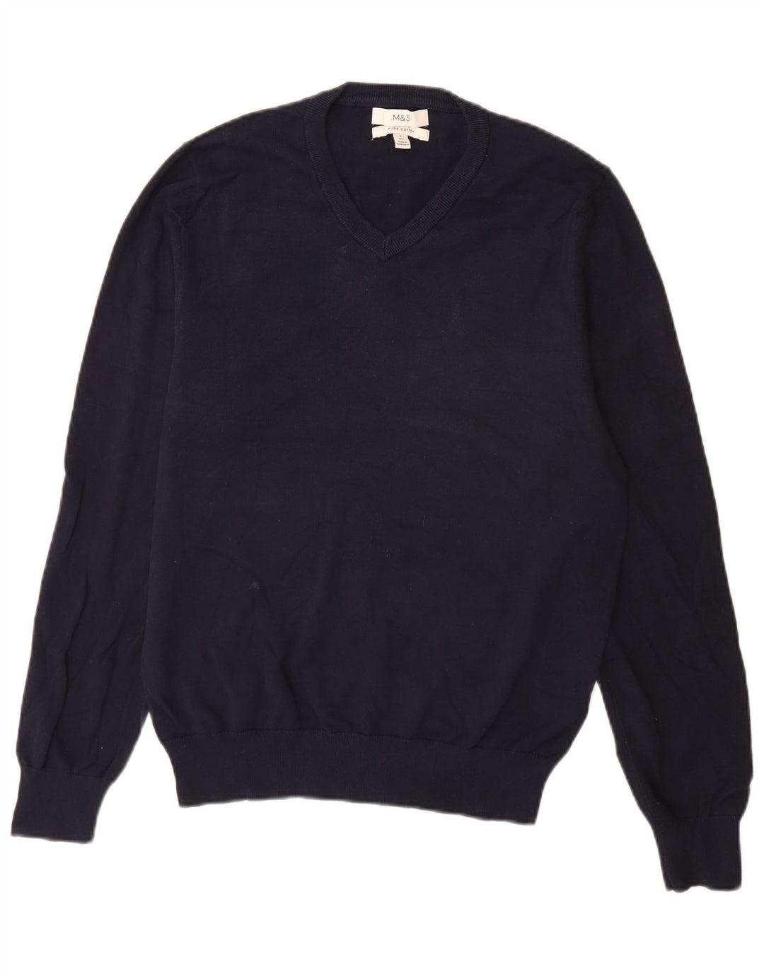 Marks & Spencer Herre V-hals sweater lille marineblå bomuld