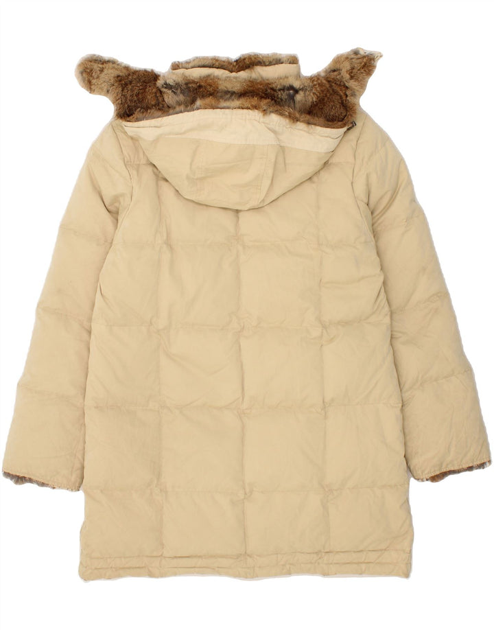MARINA YACHTING Womens Hooded Padded Coat IT 44 Medium Beige Cotton Vintage Marina Yachting and Second-Hand Marina Yachting from Messina Hembry 