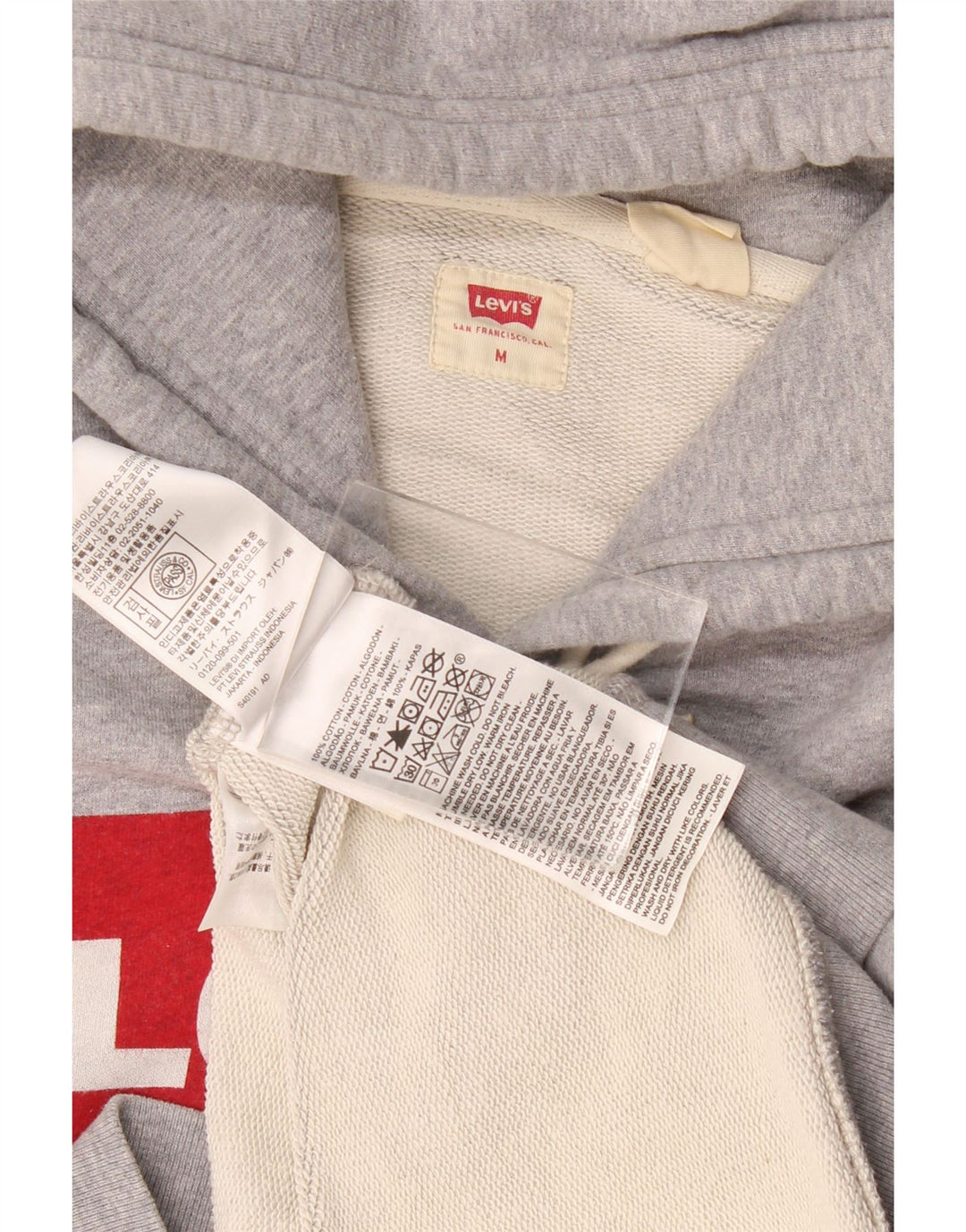 Levi's Grafisk hættetrøje til mænd mellemgrå flækket bomuld