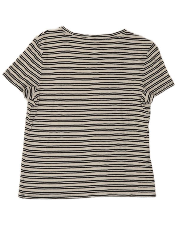 Tommy Hilfiger Dame T-Shirt Top UK 14 Stor hvid stribet bomuld