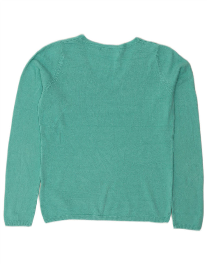 Marks & Spencer Dame V-hals sweater UK 8 Lille turkis akryl