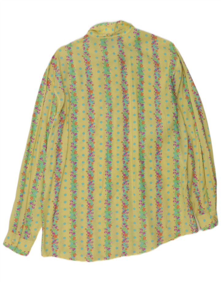 Stefanel Dameskjorte UK 16 Large Yellow Floral Rayon