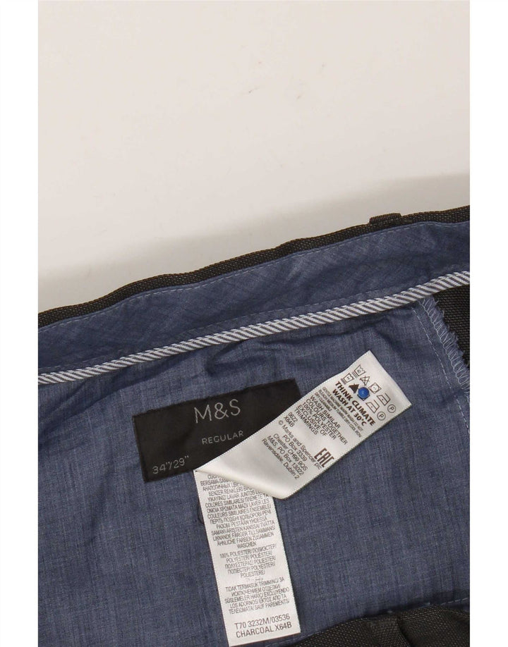 Marks & Spencer Herre Regular Suit Bukser W34 L29 Grå Polyester