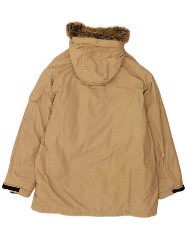Timberland Herre Hooded Parka Jacket UK 40 Large Beige Nylon