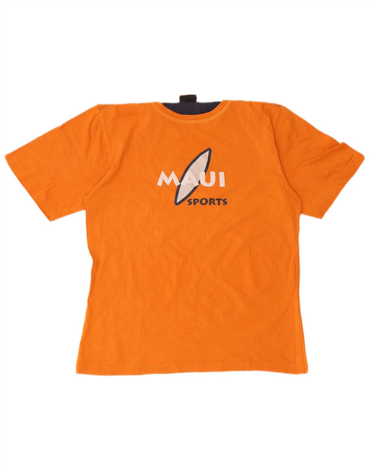 Maui and Sons Dame Grafisk T-Shirt Top UK 10 Small Orange Bomuld