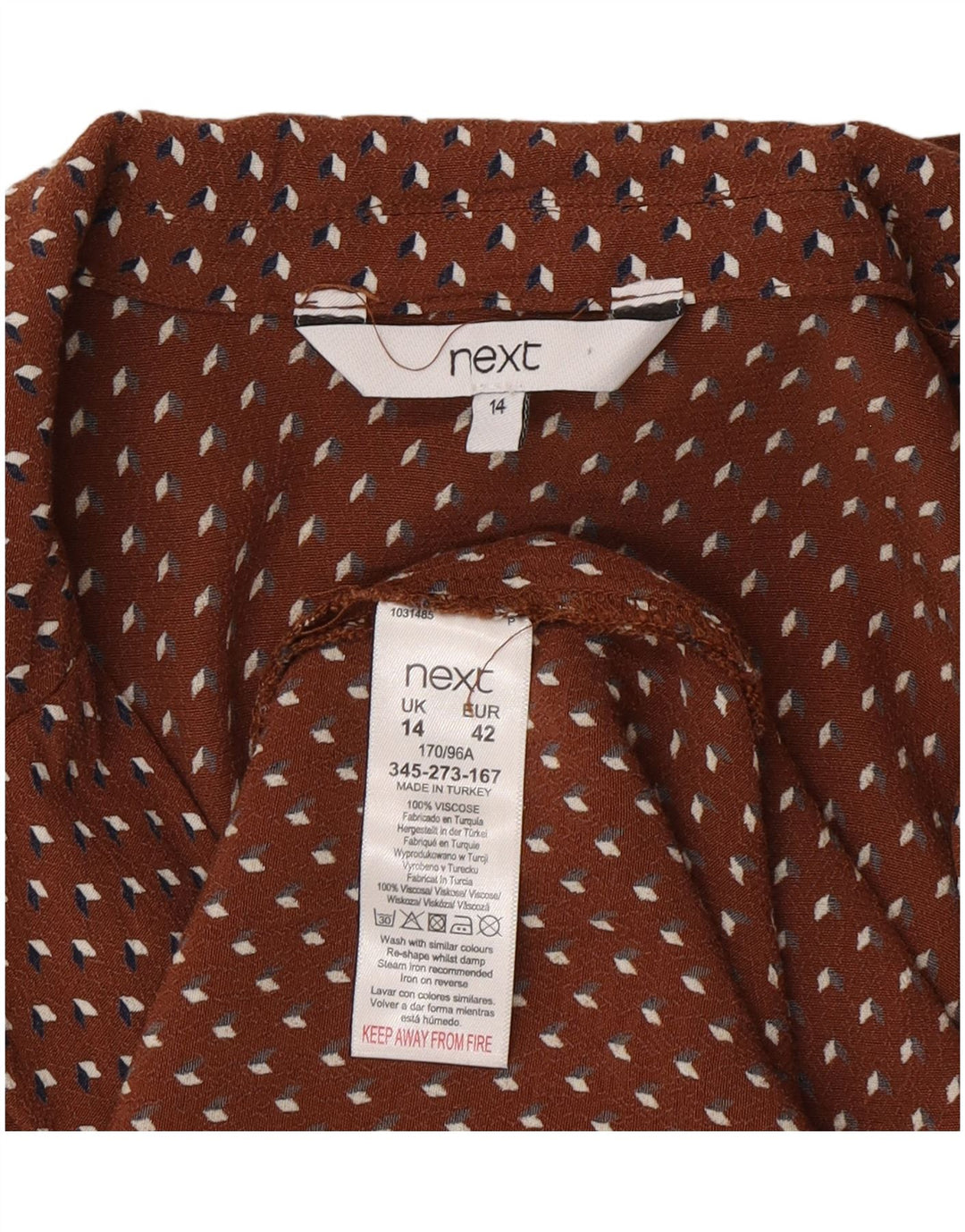 Næste Dame Wrap Maxi Dress UK 14 Medium Brown Geometric Viscose