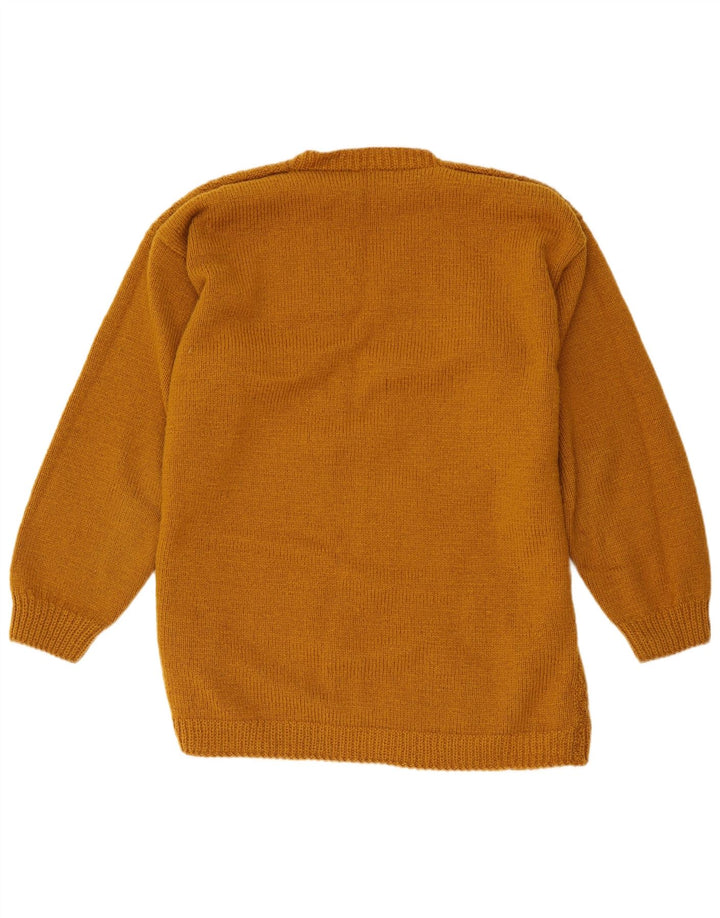 Vintage Herre V-hals sweater XL Beige Geometrisk