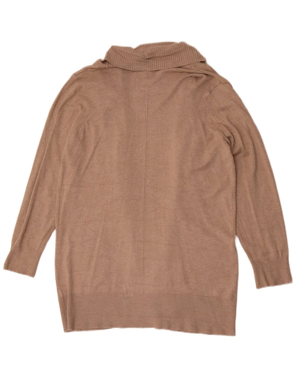 Marks & Spencer Dame Longline Open Cardigan Sweater UK 14 Medium Brown