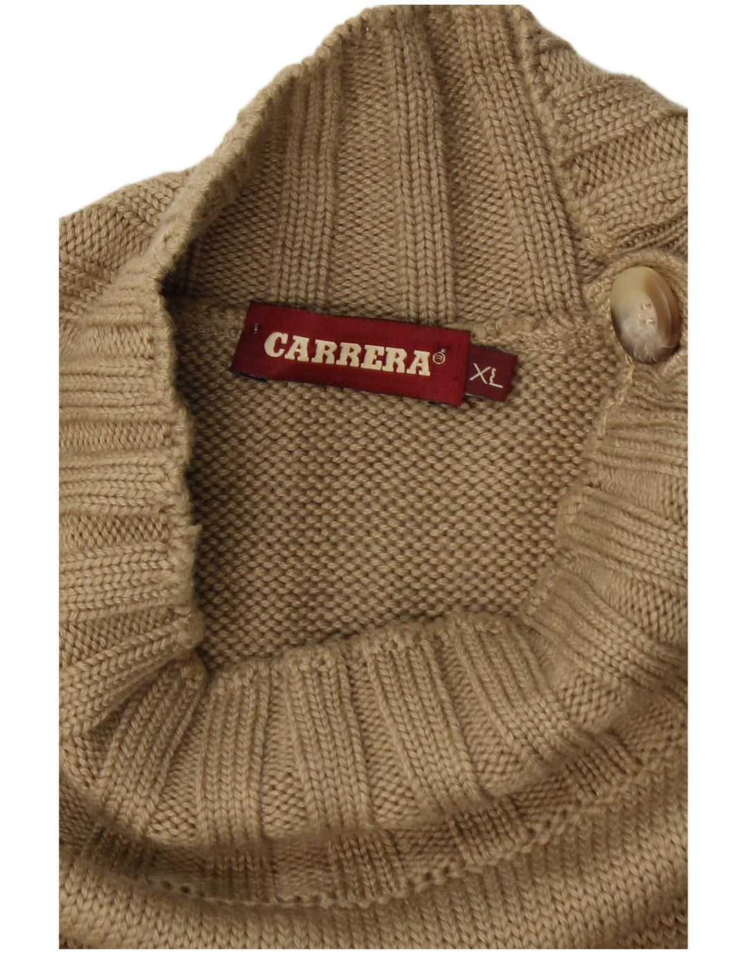 CARRERA Womens Button Neck Jumper Sweater UK 18 XL Beige Acrylic
