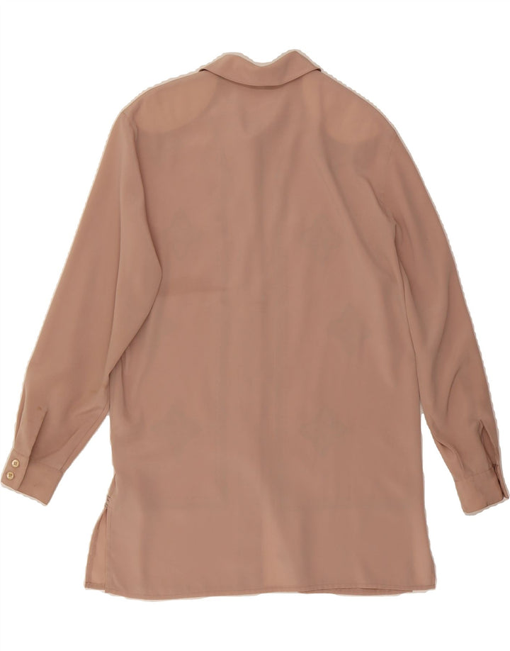 WHIMSY Womens Longline Shirt Blouse US 10 Large Beige Floral Polyester Vintage Whimsy and Second-Hand Whimsy from Messina Hembry 