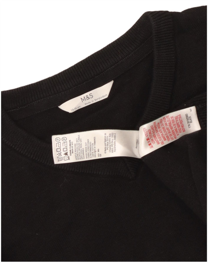 Marks & Spencer Boys V-hals sweater 15-16 år Sort bomuld