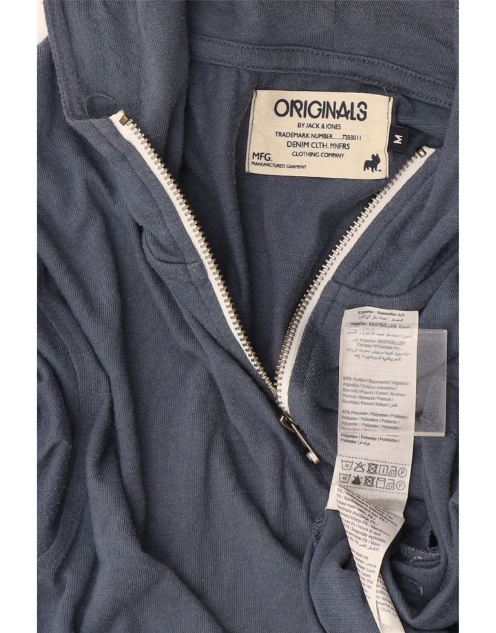 Jack & Jones Hættetrøje med lynlås til mænd mellemblå bomuld