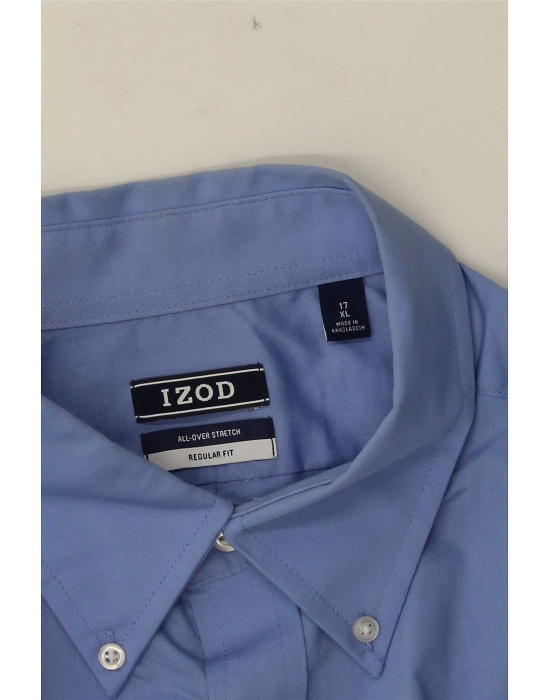 IZOD Kortærmet herreskjorte med normal pasform, størrelse 17 XL Blå