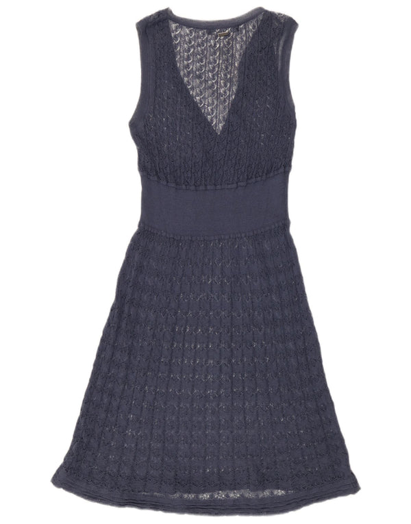 Liu Jo Dame Ærmeløs Hæklet A-Line Kjole IT 42 Medium Navy Blue