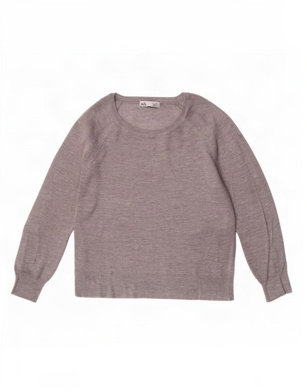 Zara Dame Boat Neck Jumper Sweater UK 14 Medium Grey Viscose