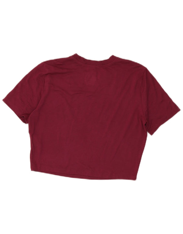 Nike Dame Crop Slim Fit T-Shirt Top UK 14 Large Burgundy Polyester