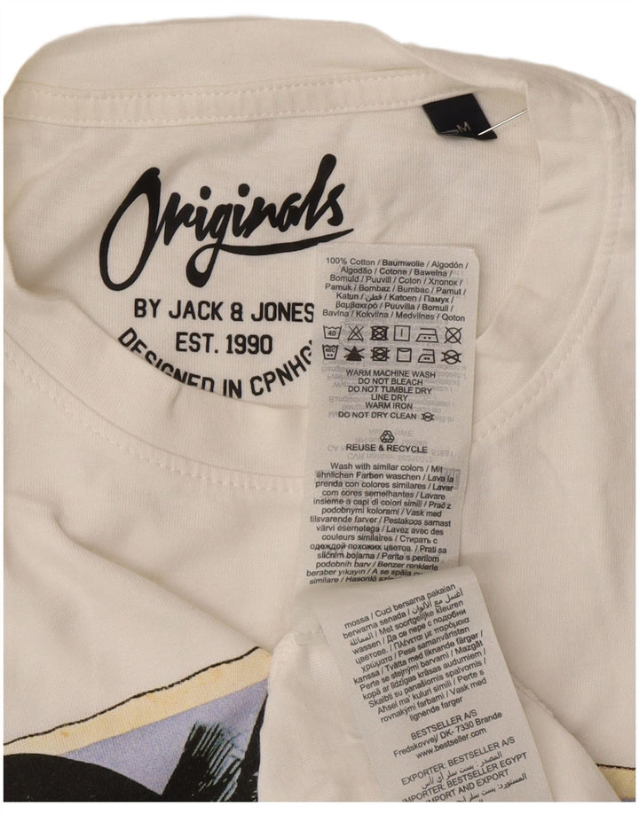 Jack & Jones Herre grafisk T-shirt Top Medium Hvid Bomuld