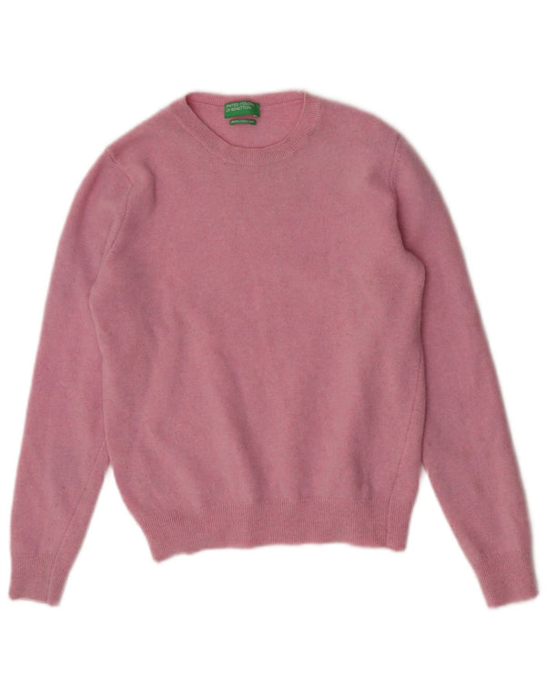 Benetton Girls Crew Neck Jumper Sweater 9-10 år Lille Pink Merino Uld