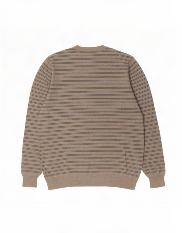 Marks & Spencer Herre Blue Harbor V-hals sweater Stor Beige Stribet