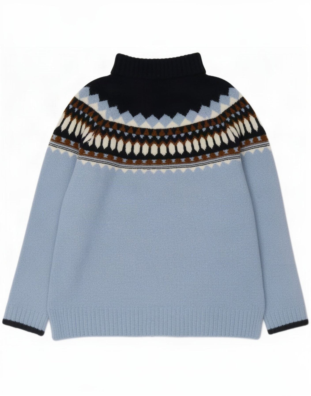 Marks & Spencer Dame Rullehals Sweater UK 14 Medium Blue Geometric