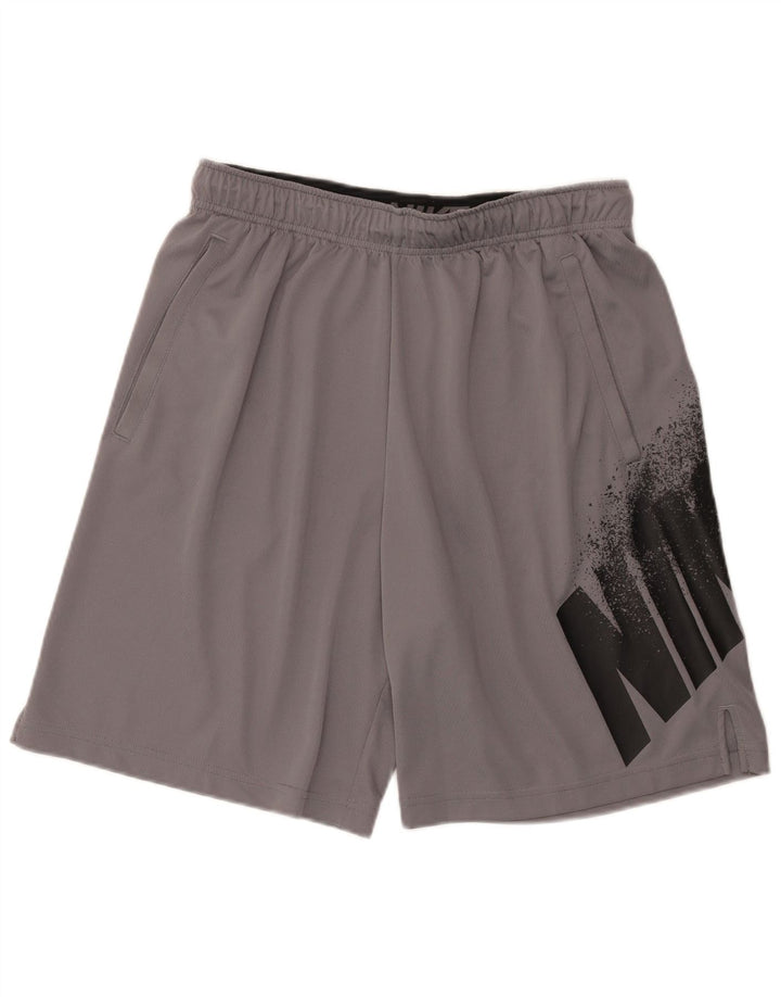 Nike Herre Dri Fit grafiske sportsshorts, store grå polyester