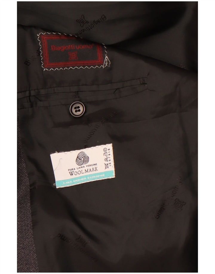 BIAGIOTTI Herre 3-knaps blazerjakke UK 40 Stor Grå Merinould