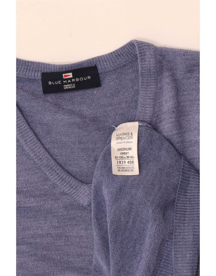 Marks & Spencer Herre Blue Harbor V-hals sweater Medium Blue Flecked