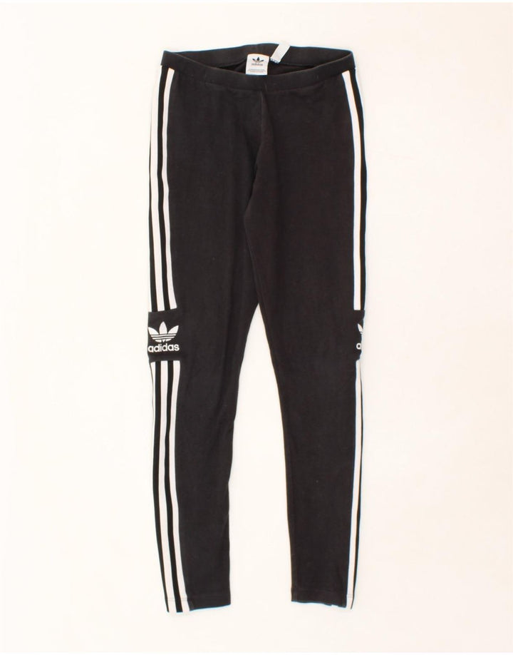 ADIDAS Womens Graphic Leggings UK 8 Small Black Cotton Vintage Adidas and Second-Hand Adidas from Messina Hembry 