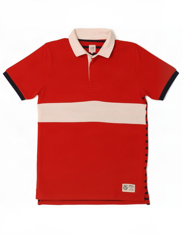 Gap Boys Rugby Polo Shirt 13-14 år 2XL Rød Colourblock Bomuld