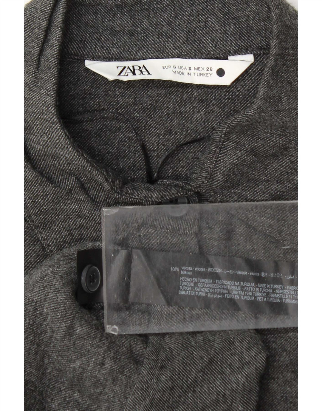 Zara Kvinders Oversized Skjortekjole UK 10 Small Grey Viscose