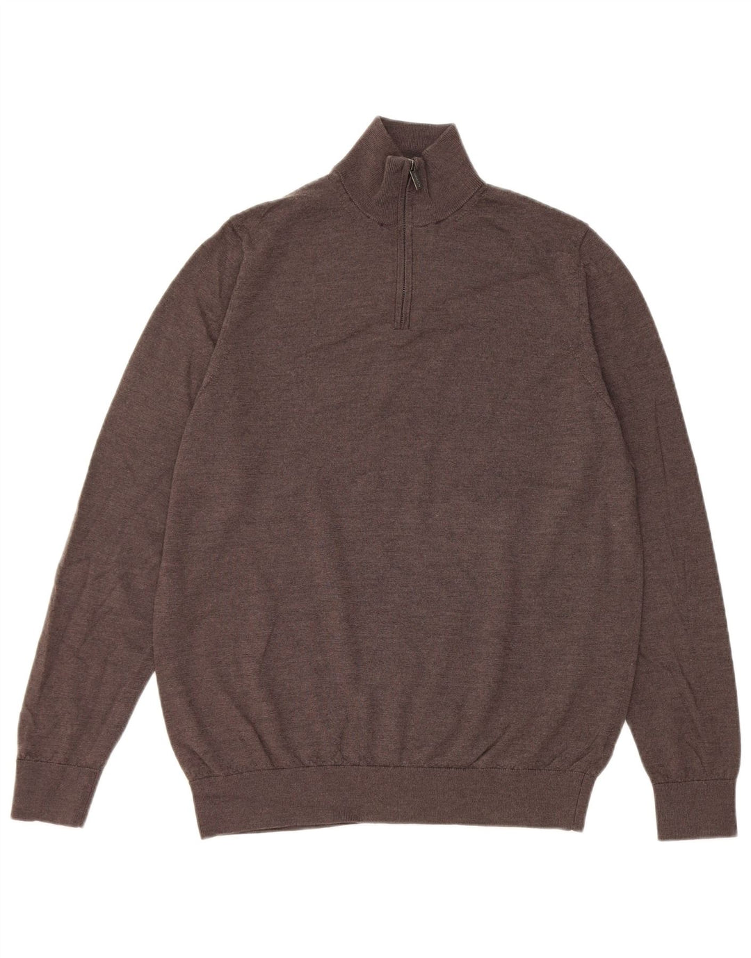 Marks & Spencer Herre Autograph Zip Neck Jumper Sweater Stor Brun