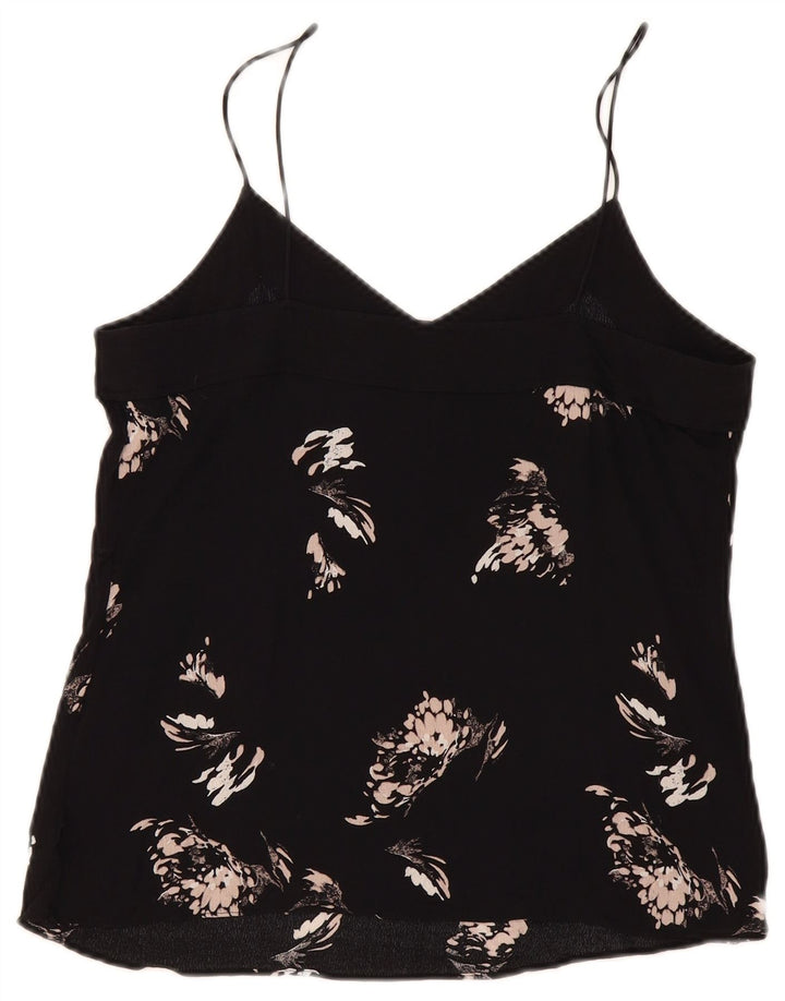 Stiksav kvinders abstrakt mønster Cami Top UK 12 Medium Black Viscose