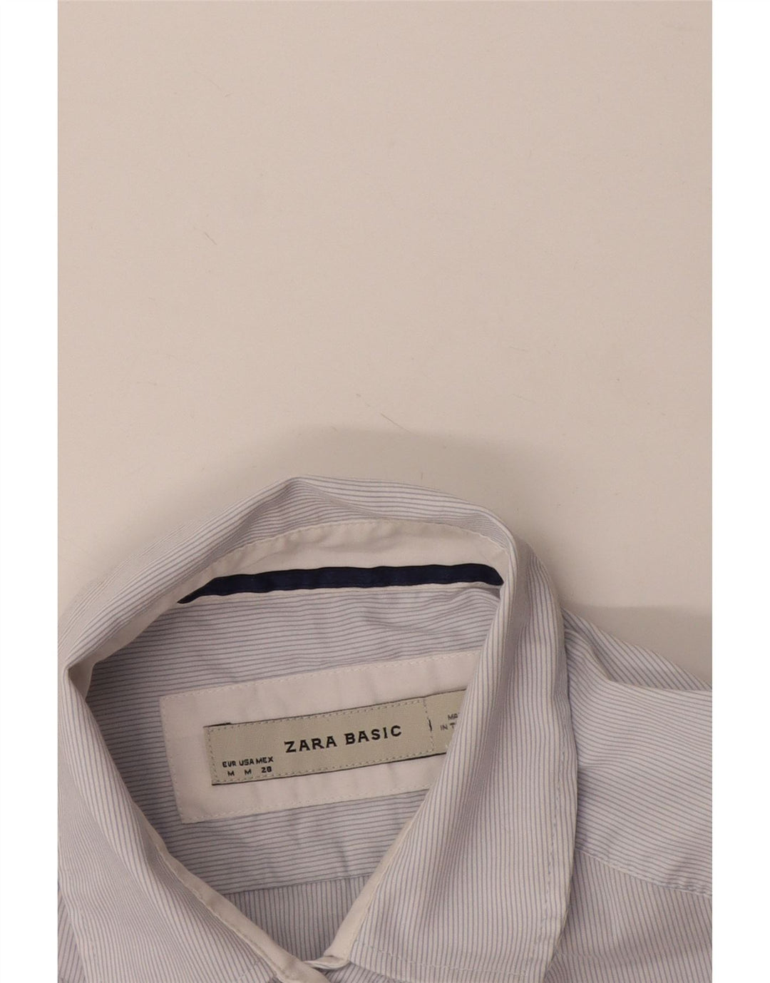 Zara kortærmet skjorte til kvinder UK 14 Medium White Pinstripe
