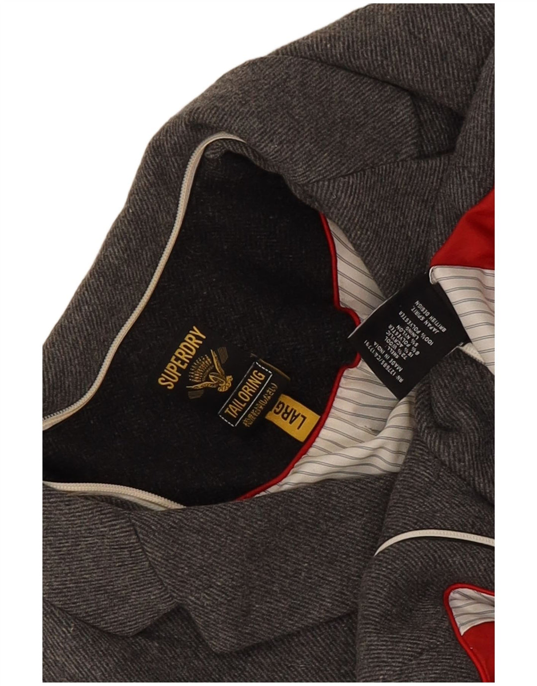 Superdry Dame 2-knaps blazerjakke UK 14 Stor grå uld