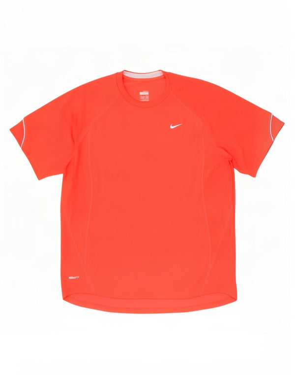 Nike Herre Dri Fit T-Shirt Top UK 42/44 Stor Rød Polyester