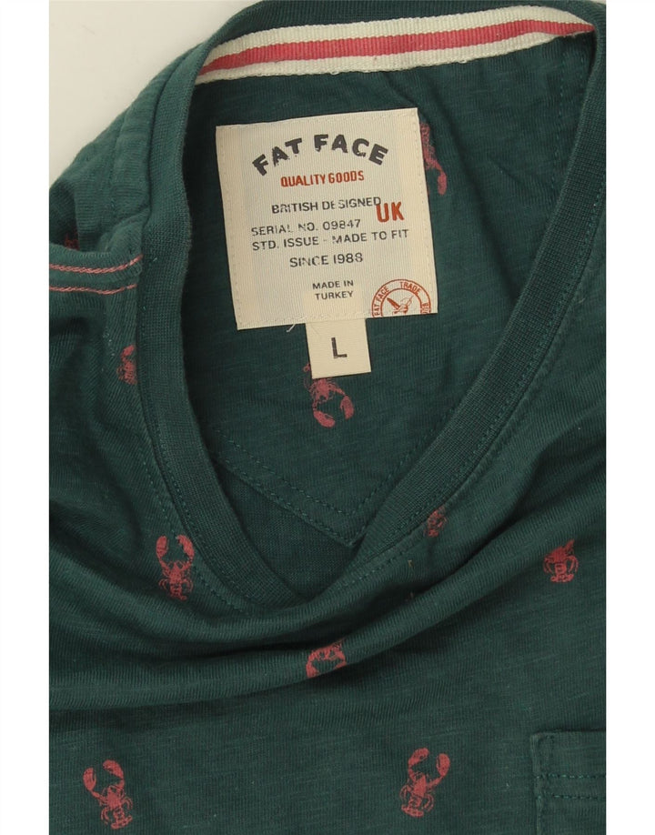 Fat Face Herre T-Shirt Top Stor Grøn Plettet Bomuld