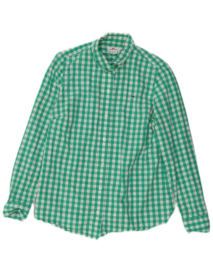 VINEYARD VINES Dameskjorte US 6 Medium Green Gingham Cotton