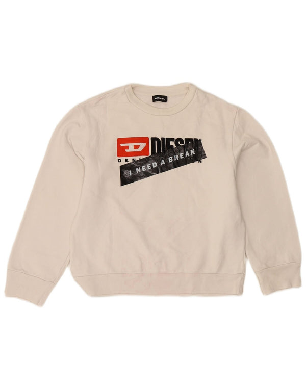 Diesel Boys Crop Graphic Sweatshirt Jumper 9-10 År Hvid Bomuld