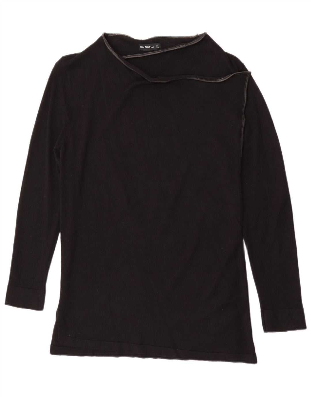 Zara Dame Top Langærmet UK 14 Stor Sort Viscose