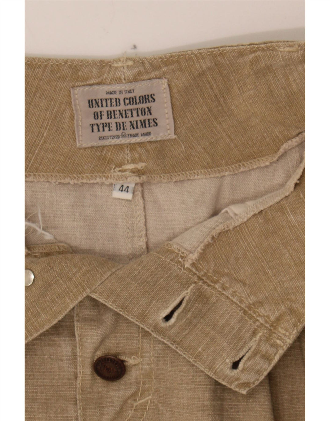 BENETTON Womens Straight Skirt IT 44 Medium W30 Beige Cotton Vintage Benetton and Second-Hand Benetton from Messina Hembry 