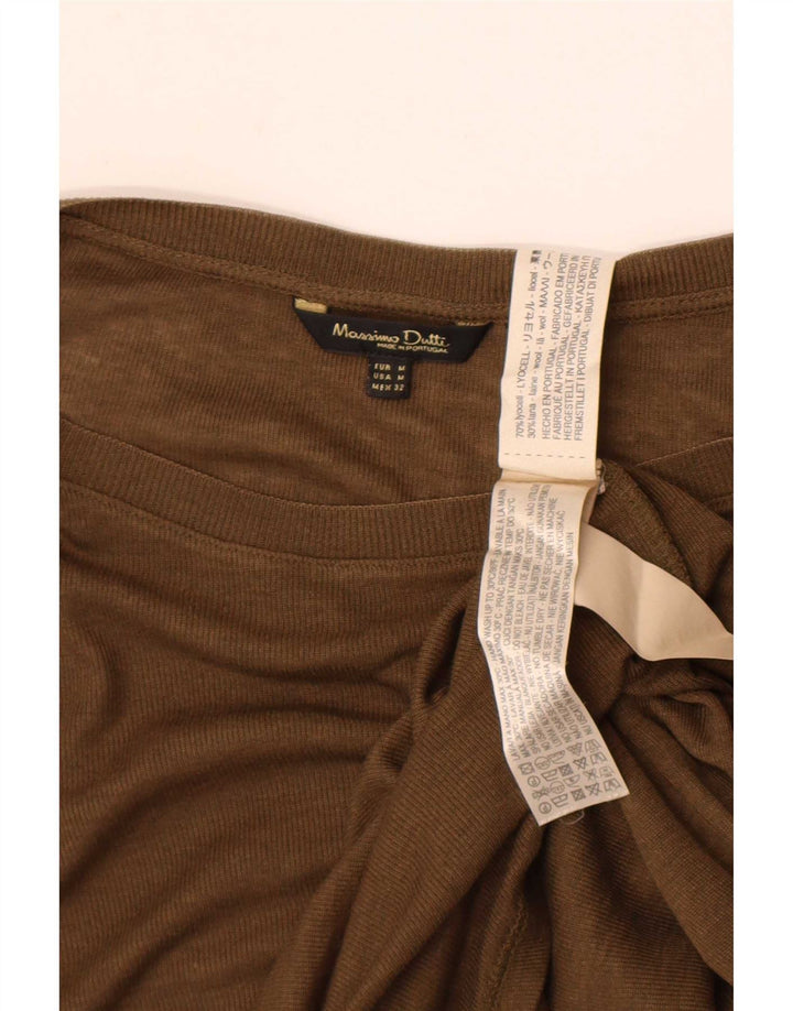 Massimo Dutti Dame Boat Neck Jumper Sweater UK 14 Medium Khaki Lyocell