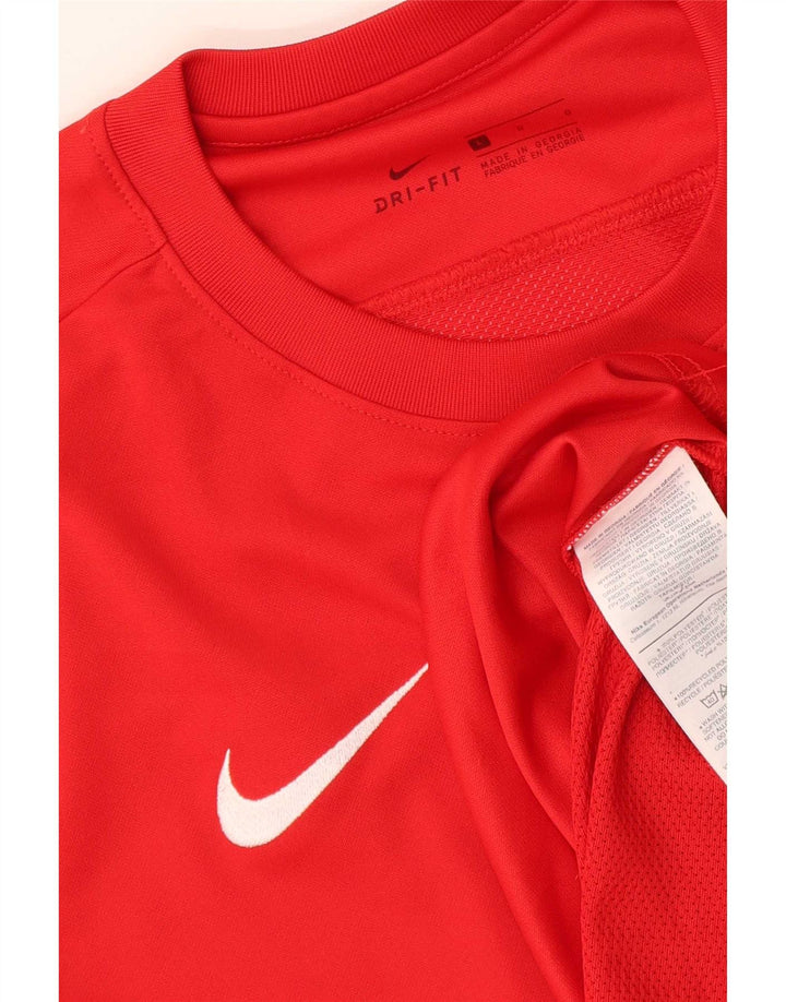 Nike Herre Dri Fit Grafisk T-Shirt Top Stor Rød Polyester